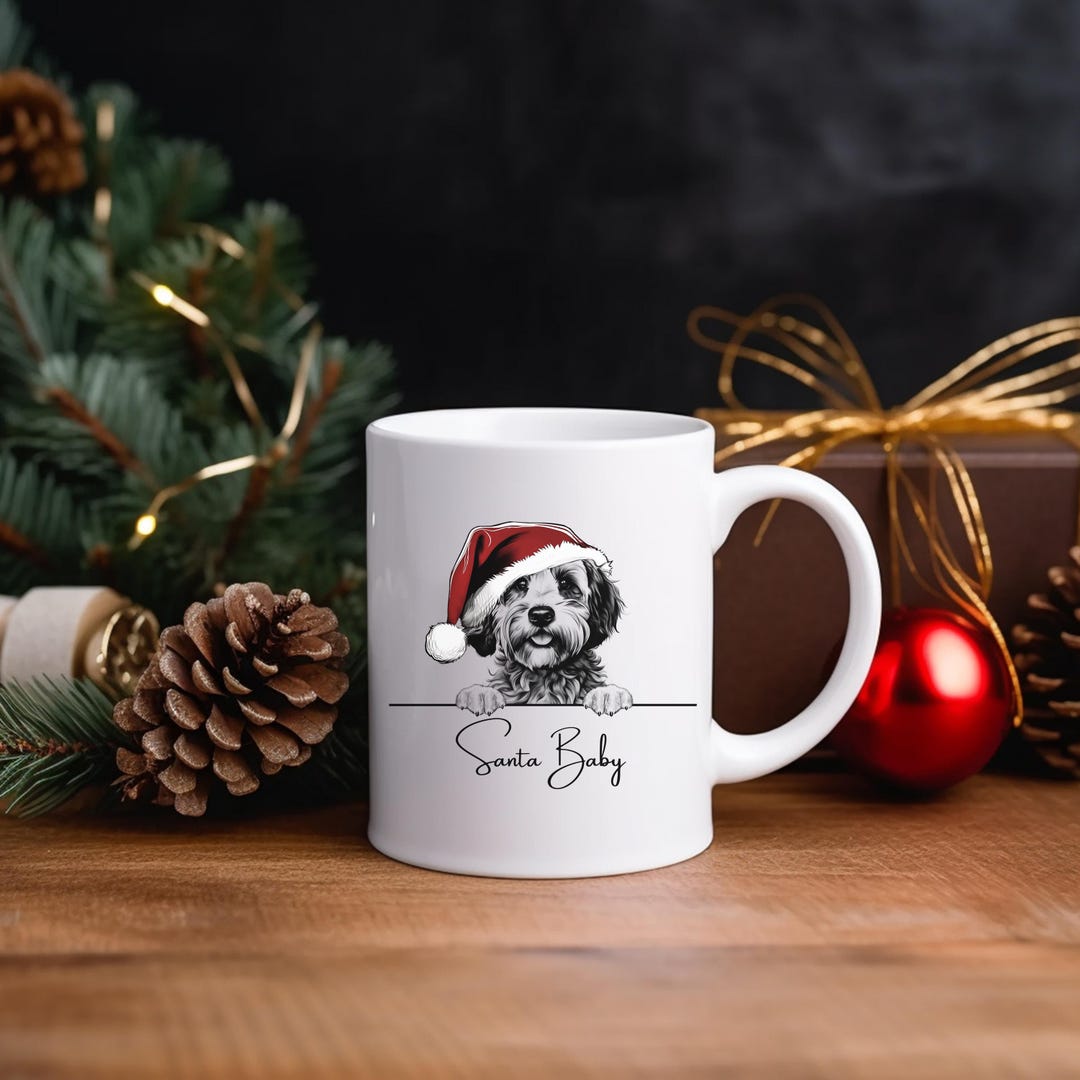 Personalized Cavapoo Christmas Mug • Dog Santa Hat Gift - Etsy