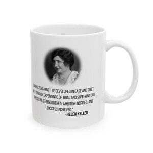 Helen Keller Inspirational Quote Mug Black Coffee Mug Motivational Wisdom Mug Keller Art Perseverance Quote Mug Resilience Lover Coffee Mug