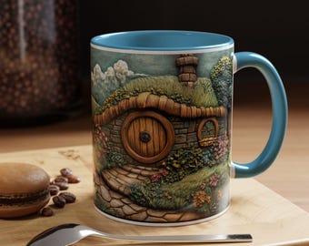 Shire Themed Mug NOT REAL WOOD Coffee Mug Wood Panel Effect Cup Carved Wood Hobbiton Shire Cup Wooden Middle-earth Art Mug Fantasy Reader