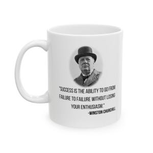 Winston Churchill Quote Mug Black Coffee Mug Inspirational Wisdom Mug Churchill Art Motivational Quote Mug History Lover Coffee and Tea Mug