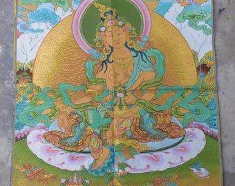 ネパールのマンダラ タンカ: 仏教スクロール アート (13 インチ x 13