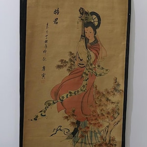 Decorazione per la casa Vecchia pergamena dipinta Bellezze orientali antiche Signora Pittura su carta di riso, Pittura di figure Decorazione da parete senza cornice montata P177