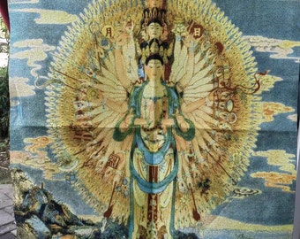 絵画　チベット宗教 絵画 チベット宗教 35インチのチベット仏教タンカ画、瞑想する仏陀像