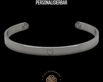 Armreif personalisiert I Edelstahl Armreifen I Armreif mit Gravur I Armreif Silber I Personalisiertes Geschenk