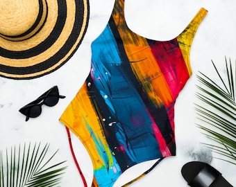 One-piece Swimsuit Color | Minimalist Swimsuit Color | Painting Swim | Woman Swimwear Trend 2024 | One-Piece Yoga Mom