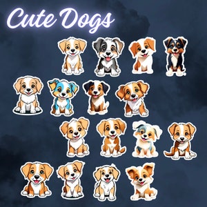 Digital PNG Download Stickers - Cute Dogs