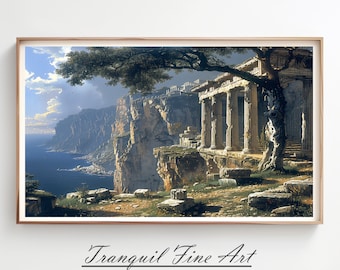 Ruinas griegas clásicas, impresiones de pared, impresión de pintura al óleo, arte de pared, arte imprimible, descarga digital