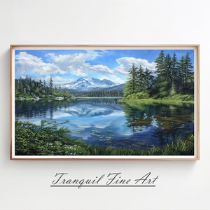 Snowy Mountain Lake, Wall Prints, Oil Painting Print, Wall Art, Printable Art, Digital Download