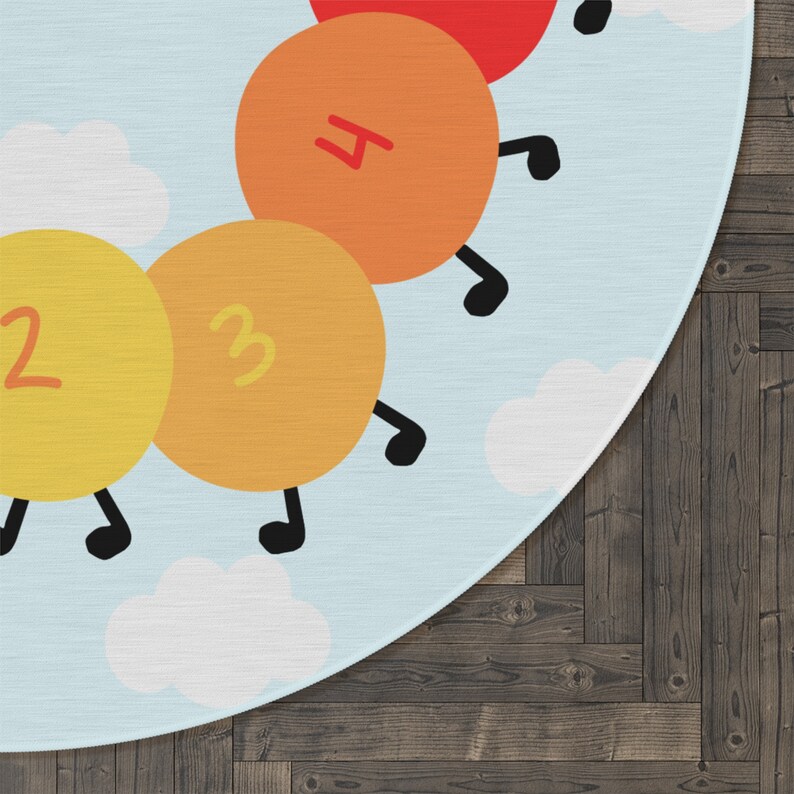 Caterpillar Counting Round Rug, Children's Rug, Playroom Rug, Numbers ...