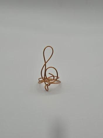 Copper Treble Clef Ring, Handmade Music Note Wire Ring, US Size 7.5