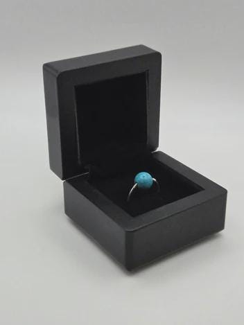 Handcrafted Beaded Ring, Size 7 Adjustable Turquoise coloured bead