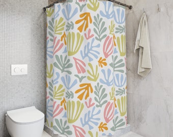 Matisse Shower Curtain, Contemporary Polyester Fabric shower curtail, Bathroom Curtains, Bathroom Decor, Shower Curtain, no hooks