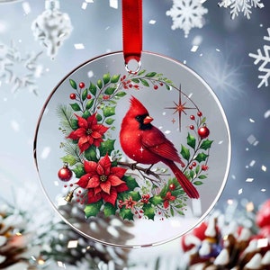 Transparent A Red Cardinal Snow Merry Christmas Ornament Kreis, Kranz Zeichen, Dekoration, Sublimation Designs Download, PNG Datei