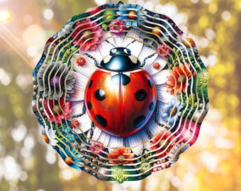 Ladybug Wind Spinner PNG, Sublimation Design, Cute Design, PNG, Template Design Download, Instant Download