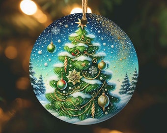 Ornamento per albero di Natale PNG, Ornamento rotondo di Buon Natale, Segno di ghirlanda, Decorazione, Download di disegni di sublimazione, PNG, Appendino per porta