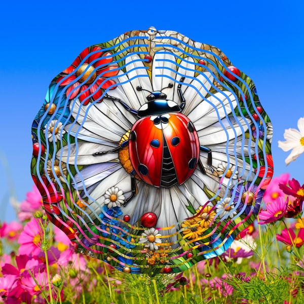 Ladybug Wind Spinner, Stained glass, Sublimation Design, Cute Design, PNG, Template Design Download, Instant Download