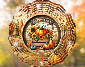 Happy Fall Pumpkin Wood Box Wind Spinner Designs, Sublimation Designs, PNG, Template Design, Instant Download, Round Signs