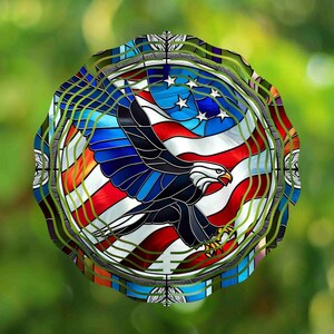 Eagle Stained Glass , Wind Spinner, Sublimation Designs, PNG, Template Design Download, Instant Download, Digital file, USA flag, Patriotic