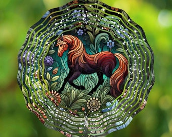 Pferd Glasmalerei im Dschungel, Windspiel, Blume, Sublimationsdesign, PNG, Digitaldesign, Instant Download