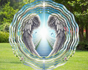 Add Image Photo Wing Angles Memorial Wind Spinner Sublimation Designs, PNG download, Heaven and Stair, Prints PNG File