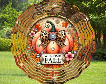Leopard Welcome Fall Pumpkin Coquette Bow, Wreath Sign, Wind Spinner Design, Sublimation Designs Downloads, PNG, Digital Download