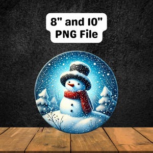 May include: A digital download of a snowman in a winter scene. The image is available in 8 inch and 10 inch PNG file formats.