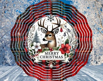 Buck Deer Christmas Buffalo Plaid Signs, Wind Spinner, Sublimation Designs Downloads, PNG, Digital Design Download, Merry Christmas
