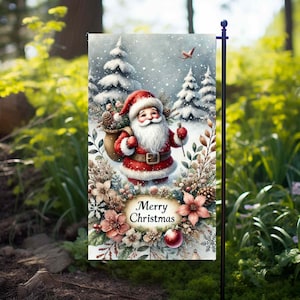 Weihnachtsmann frohe Weihnachten Garten Flagge, Winter Flagge, Sublimationsdesigns, PNG Datei, digitaler Download 12 &quot;x 18&quot;