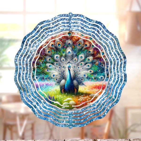 Peacock watercolor and glitter, Wind Spinner, Sublimation Design, Cute Design, PNG, Template Design Download, Instant Download, Digital file