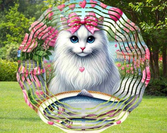 Cute Cat Love Pink Themed Roses PNG, Wind Spinner, Sublimation Designs, PNG, Template Prints Design, Instant Download, Cat Lover