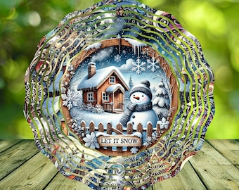 Snowman Christmas with Let It Snow Signs, Wind Spinner Designs, Sublimation Downloads, PNG, Digital Design Download