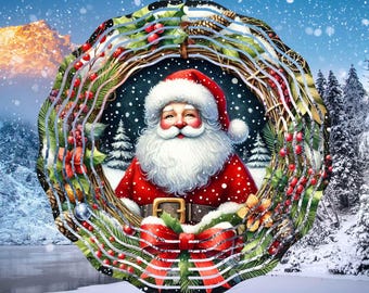 Santa Claus Wreath Sign, Wind Spinner Design, Christmas Sublimation Designs Downloads, PNG, Digital Download