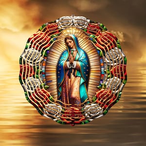Nuestra Señora de Guadalupe Virgen Morena de, Molinillo de Viento PNG, Diseño de Sublimación, Cruz, Vitral, Diseño Digital, Descarga Instantánea