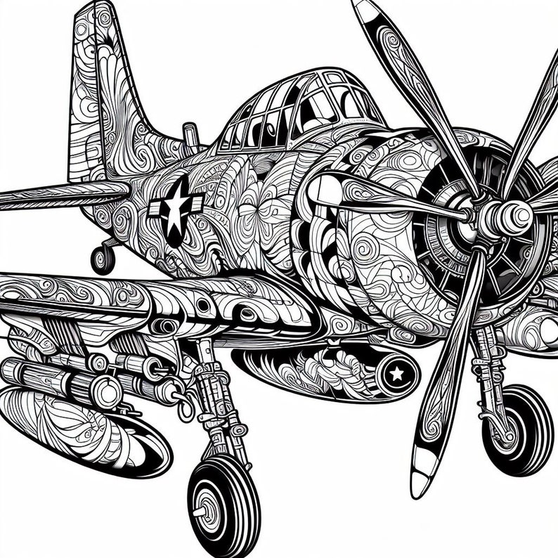 50 Planes Coloring Pages Jets & Airplanes, Coloring Book, Fun Adult ...