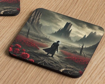 Gunslinger Cork-back Coaster, Coaster Inspired by Stephen King&#39;s Dark Tower Series, Roland of Gilead Coaster for Dark Tower Fan