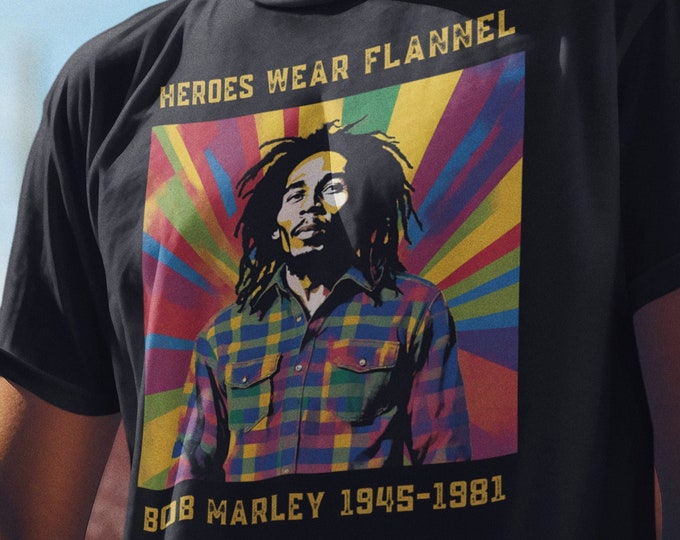 Pop Art Reggae T-shirt, Heroes Wear Flannel Tee with Reggae Legend, Gift for Reggae Fan