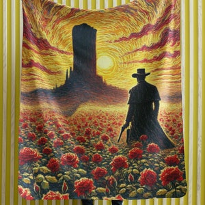 Dark Tower Sherpa Blanket, Gunslinger Blanket for Dark Tower Fans, Blanket for Stephen King Fan