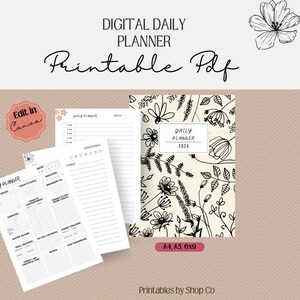 Canva Template for Daily Planner| Includes 3 Daily Templates| Printable PDF| Available in A4, A5 & 6X9| Commercial License Included