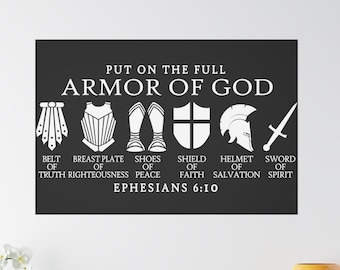 Canvas Put On The Full Armor Of God, Faith Wall Art, Home Decor, Gift Ideas For Christians, Warriors for God, Church Gifts & Decor, Office