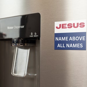 Christian magnet, Inspirational magnet, Jesus name magnet, Custom printed magnet, Religious magnet, Christian gift, Faith magnet, 
Christian home decor, Bible verse magnet, Magnetic Jesus, faith magnet, All-weather magnet, Jesus magnet