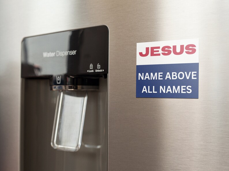Christian magnet, Inspirational magnet, Jesus name magnet, Custom printed magnet, Religious magnet, Christian gift, Faith magnet, 
Christian home decor, Bible verse magnet, Magnetic Jesus, faith magnet, All-weather magnet, Jesus magnet