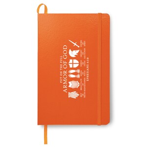 orange journal, hardcover, personal prayer book, dream book, dream diary, prayer diary, bible verses, God, Jesus, spiritual notes, pray book, armor of god verse, printed , custom, put on the full armor of god, thearmorofgodfinds shop, star seller
