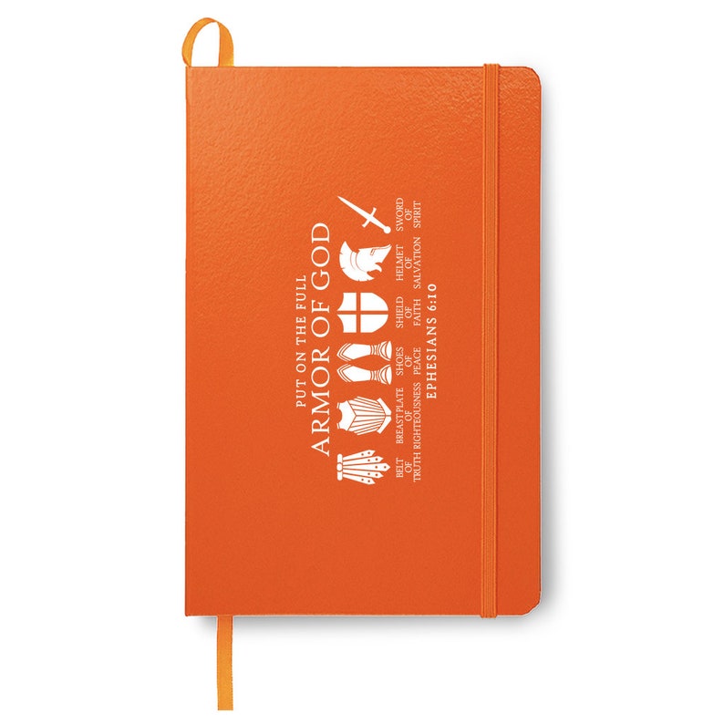 orange journal, hardcover, personal prayer book, dream book, dream diary, prayer diary, bible verses, God, Jesus, spiritual notes, pray book, armor of god verse, printed , custom, put on the full armor of god, thearmorofgodfinds shop, star seller