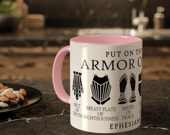 Colorful Coffee Cups: Full Armor of God, Coffee Mugs, Mugs For Gift, Mugs, Christian Gifts, 12 Colors, Jesus Mug, Gift For Women