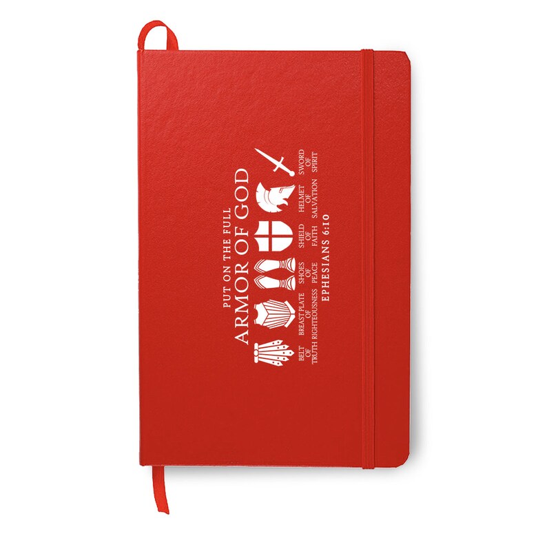 red, journal, personal, prayer, bible verses, armor of god book, gift for her, gift for him, mothers day gift, fathers day gift, christian gifts, religious gifts, church gifts, gift for friend, gift for mom, gift for dad, gift for brother, sister
