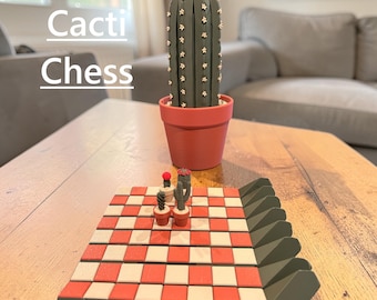 Cactus Chess Set – Roll-Out Chessboard with Magnetic Mini Cacti Pieces