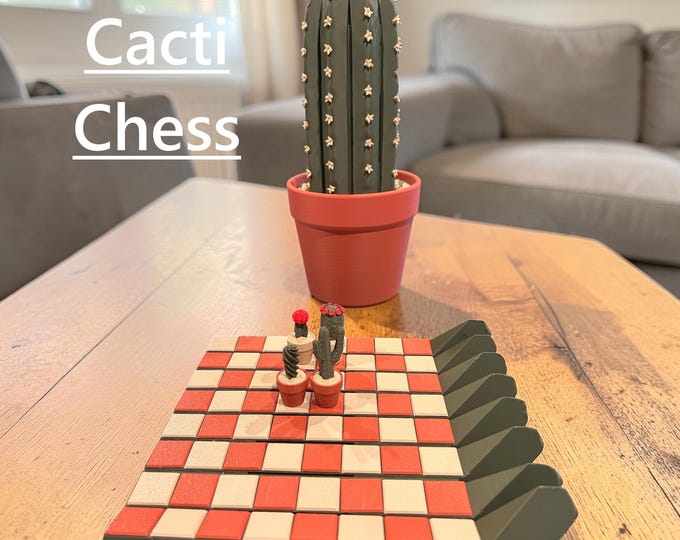 Cactus Chess Set – Roll-Out Chessboard with Magnetic Mini Cacti Pieces