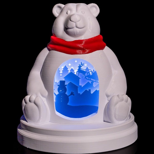 Charming Polar Bear LED Light with Snowman and Reindeer Scene | Christmas | Holiday Scene