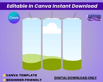 Tumbler Mockup Canva Template, Blank Tumbler Drag & Drop Display, Editable Tumbler Mockup for Crafters, Digital Download