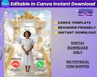 Gold Memorial Keychain Template, Phone Call Keychain Canva Template, Custom Photo Memorial Gift, Sublimation Keychain Design, Editable Canva